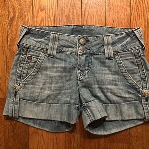 True Religion Light Blue Denim Shorts